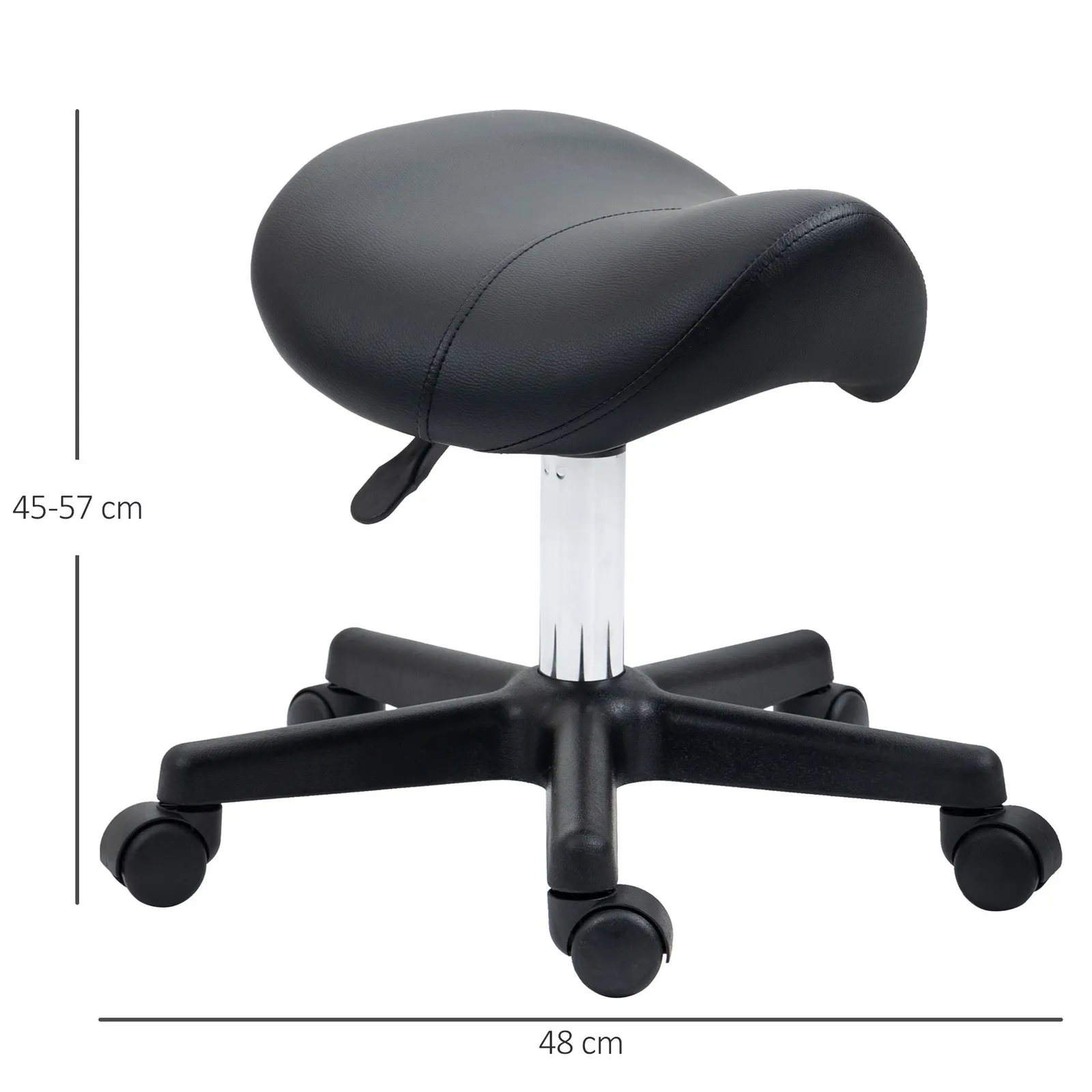 HOMCOM Saddle Stool Adjustable Rolling Salon Chair for Massage Spa Beauty in Black 3