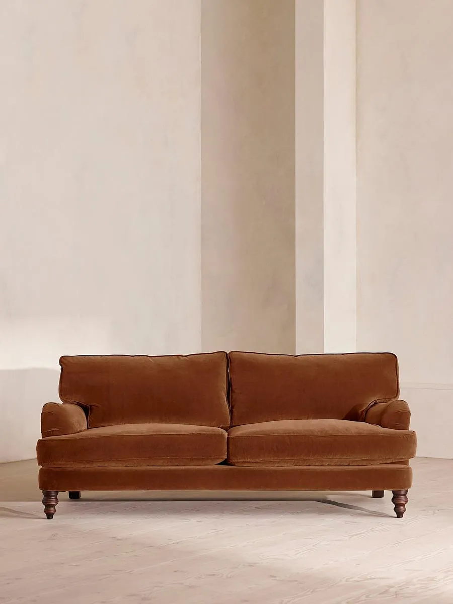Arundel Three Seater Sofa, Velvet, Cinnamon