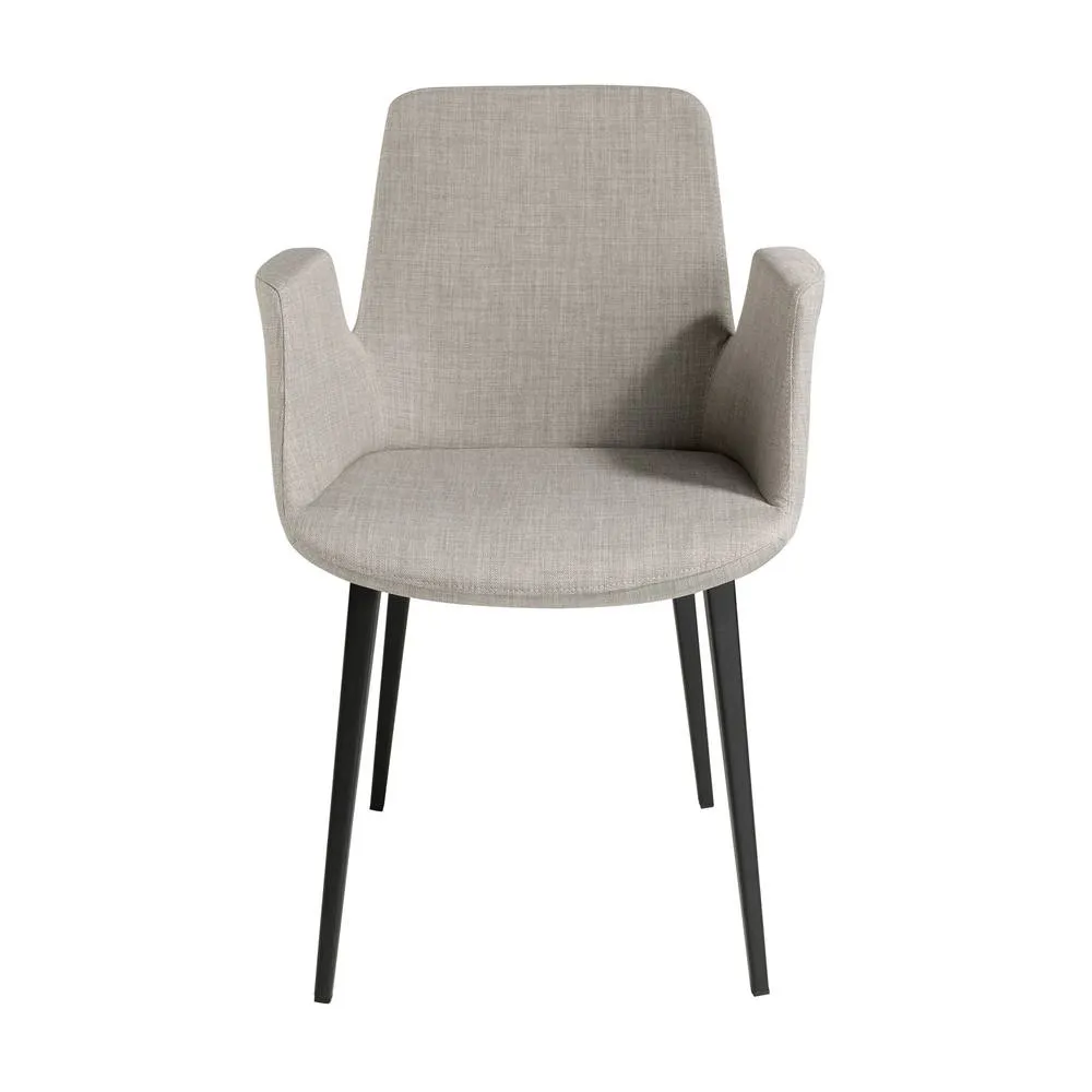 Angel Cerda Grey Fabric Dining Chair with Armrests, Black Steel 2