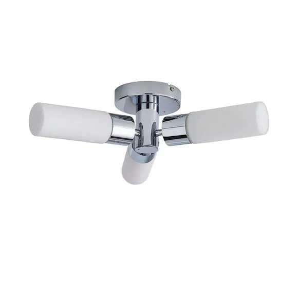 Porto 3 Light Chrome Bathroom Flush Ceiling Light 5