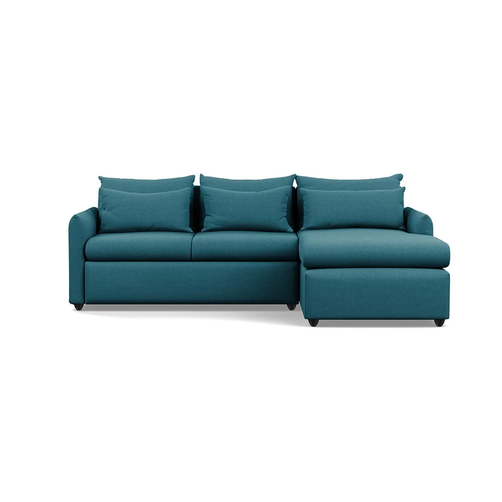 Heal's Pillow Medium RHF Corner Chaise Sofa Brushed Cotton Cadet Black Feet