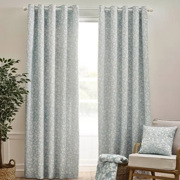 Catherine Lansfield Brooke Floral Eyelet Curtains 2