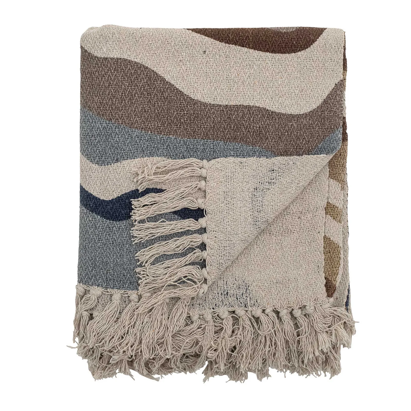 Navy Wave Throw Blanket Cotton Blend | Barker & Stonehouse