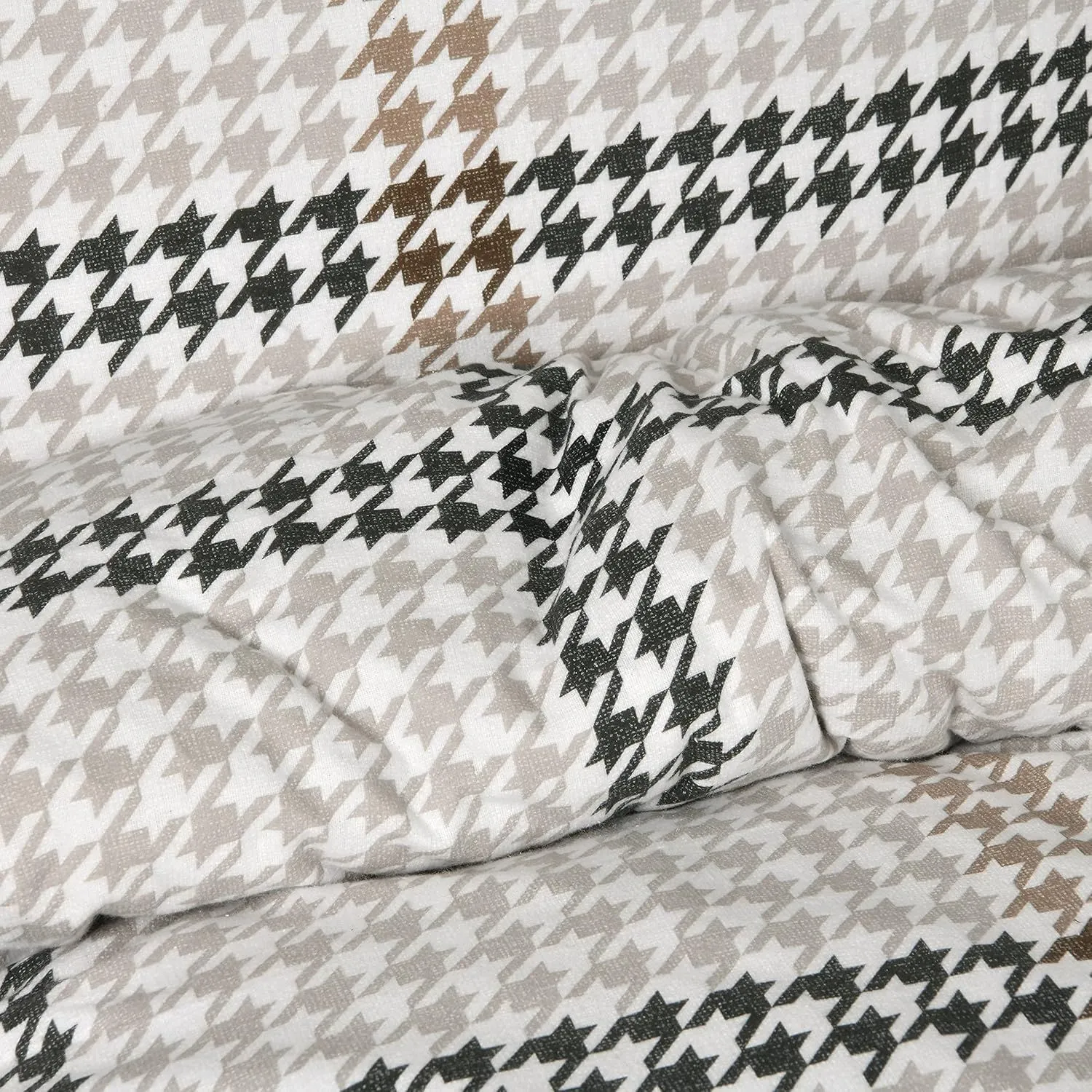 Smart Living Luxury Easy Care Houndstooth Check Brushed Cotton Duvet Cover Set in Natural 3