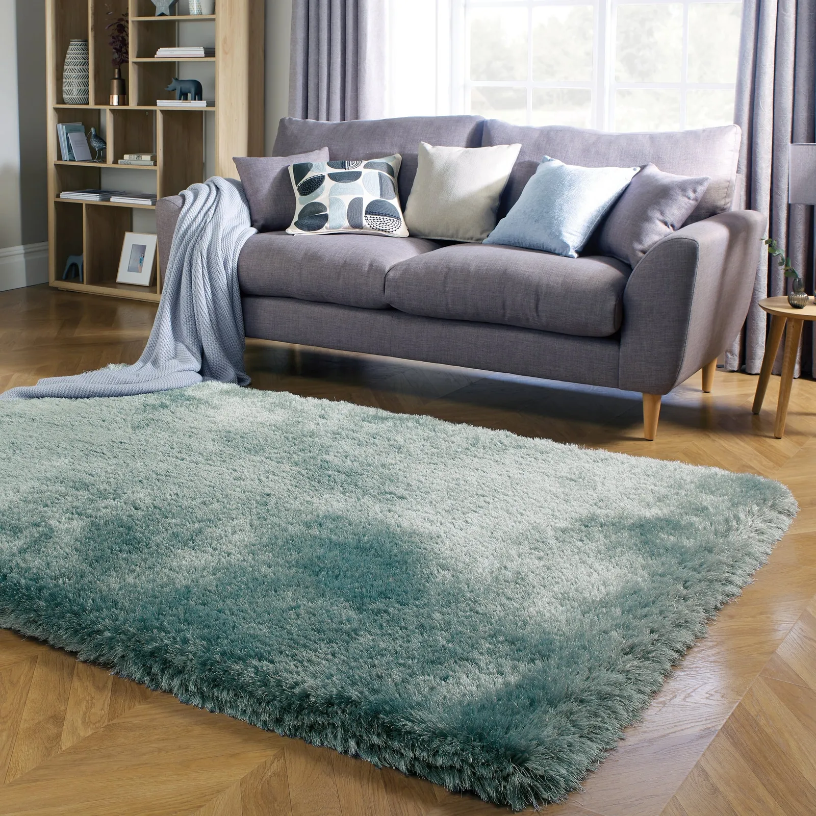 Jewel Shaggy Rug Blue
