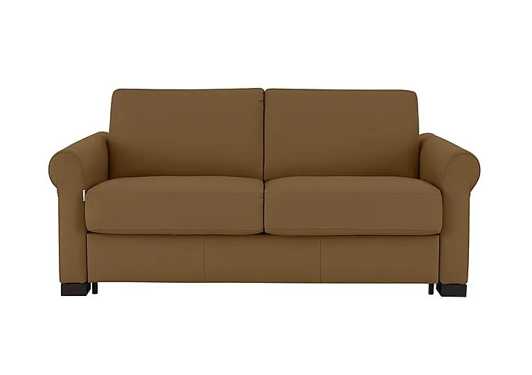 Alcova 2 Seater Leather Sofa Bed with Scroll Arms - Botero Cuoio