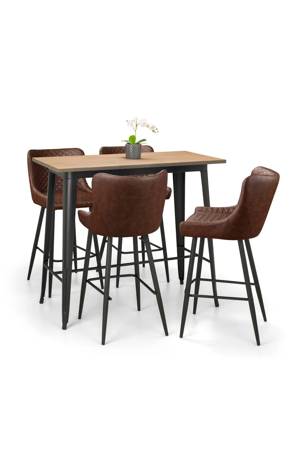 Julian Bowen Luxe Diamond Quilted Upholstered Bar Stool (Set of 2) in Brown 5