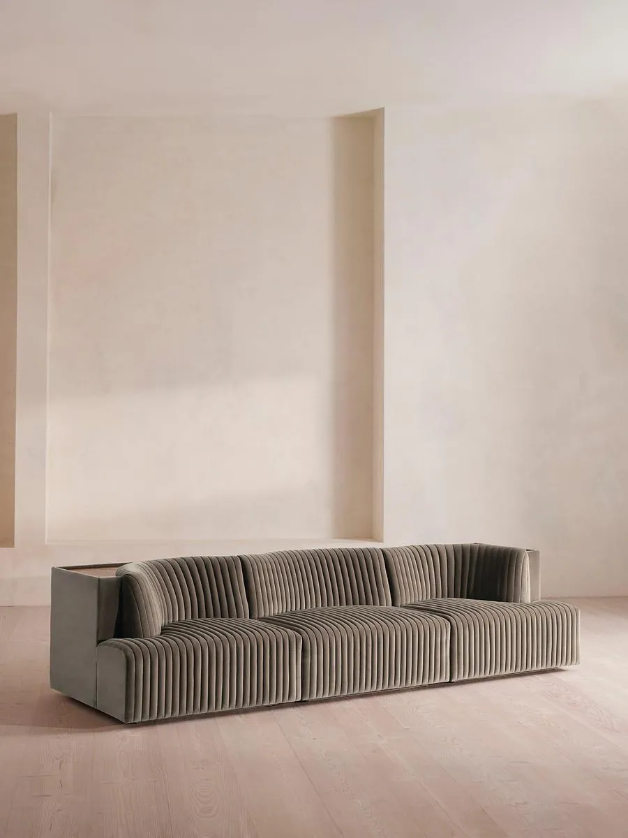 Hamish Modular Sofa, Four Seater, Velvet, Taupe
