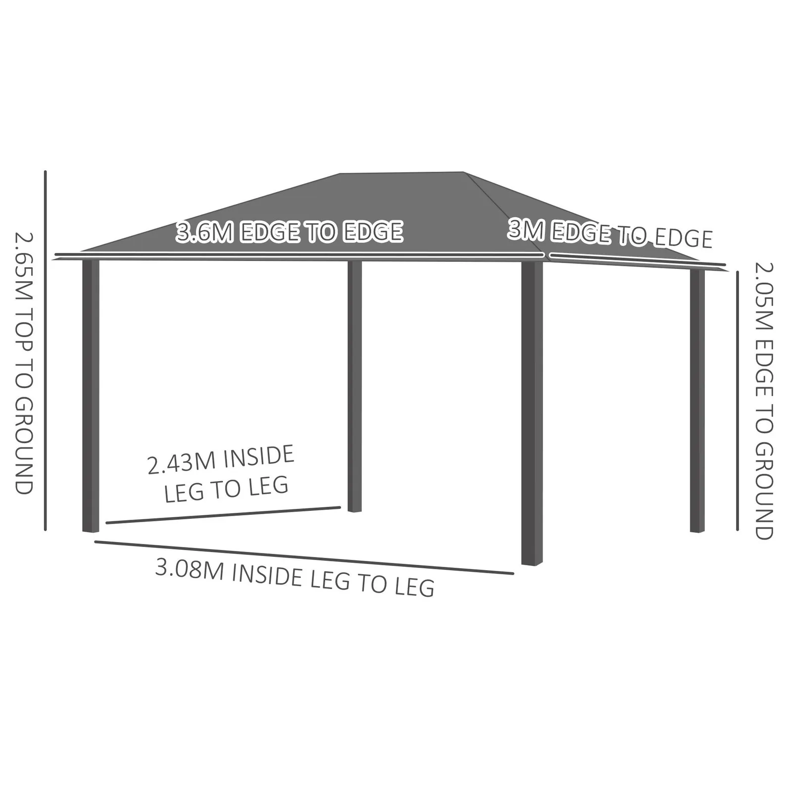 OUTSUNNY Hardtop Gazebo Canopy with Mosquito Netting & Curtains in Black 3