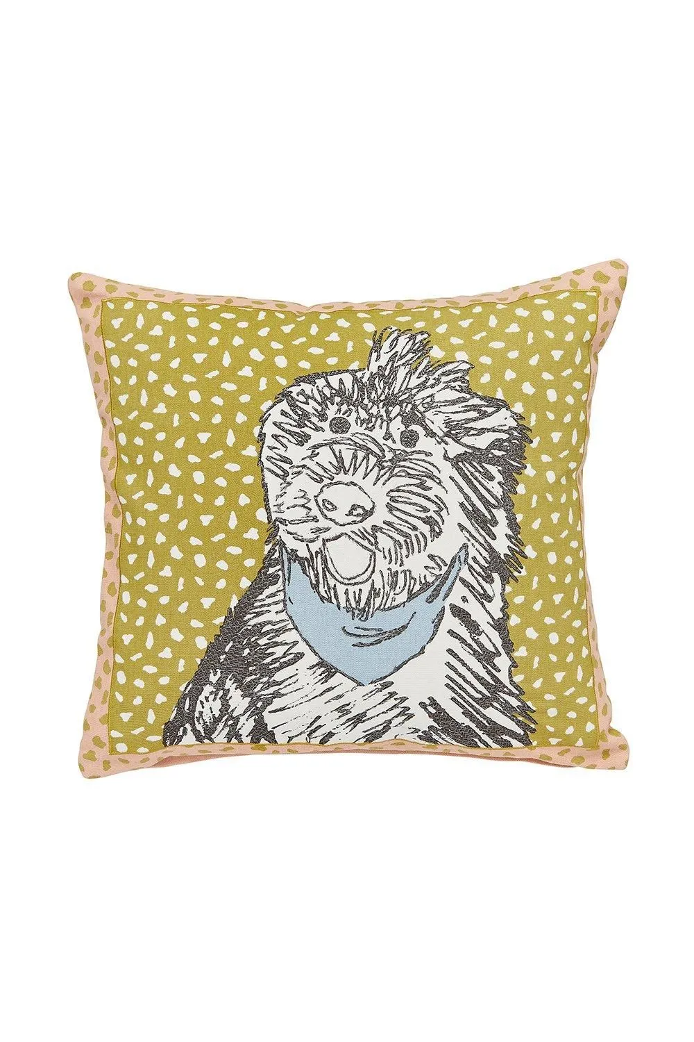 Scion 'Doggy Day Care' Cotton Cushion in Mustard