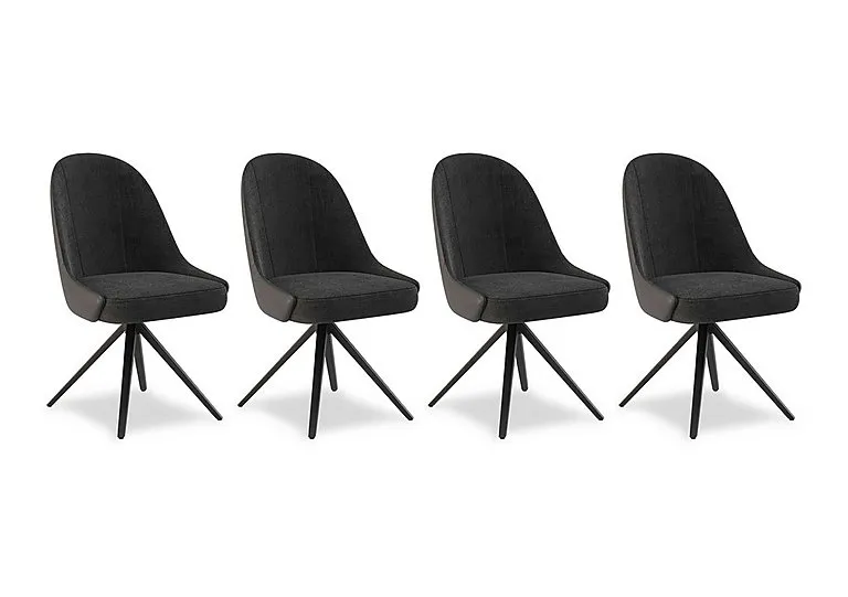 Jose Set of 4 Swivel Dining Chairs - Anthracite