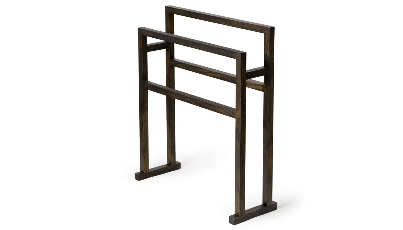 Wireworks Wooden Freestanding Towel Rail Dark Oak Large 1