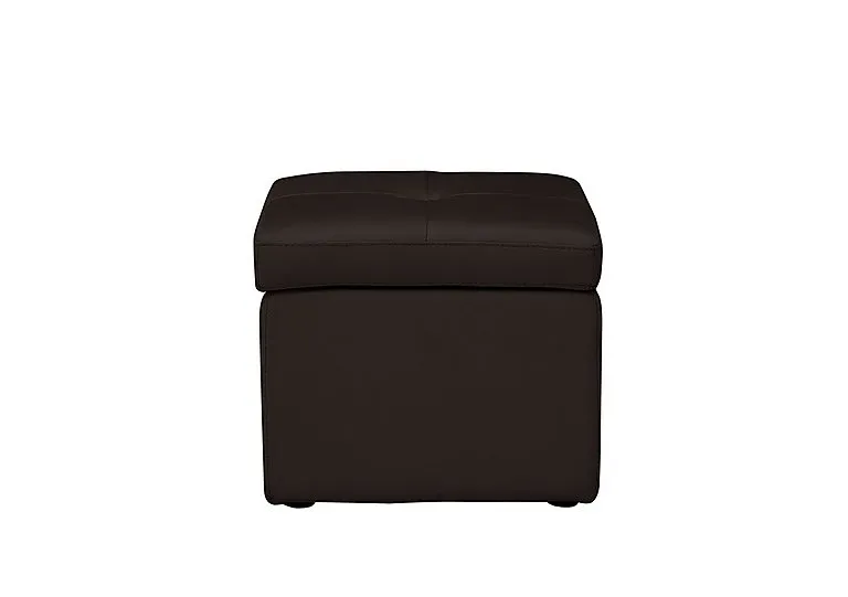 Easy Tray Leather Storage Footstool - Dark Chocolate