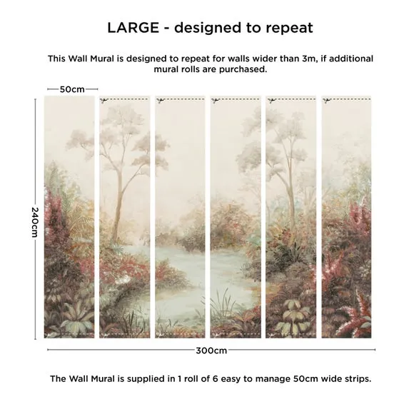 Cranberry and Laine Tranquil Floral Wall Mural 4