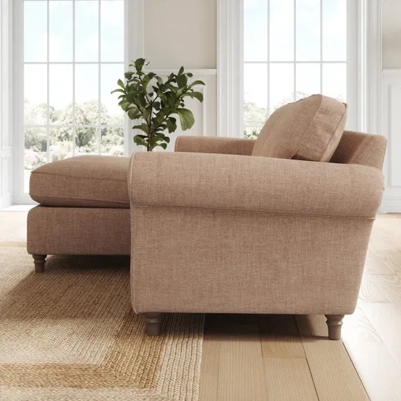 Flori Tonal Plush Chenille Corner Chaise Sofa 2