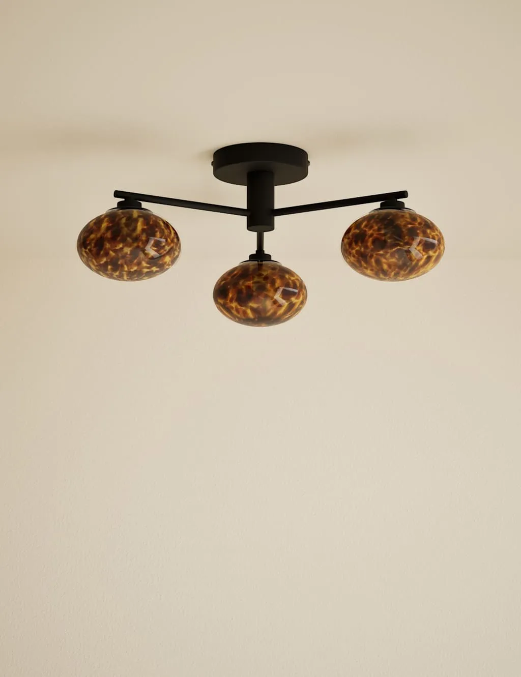 M&S 3 Light Tortoiseshell Flush Ceiling Light Black