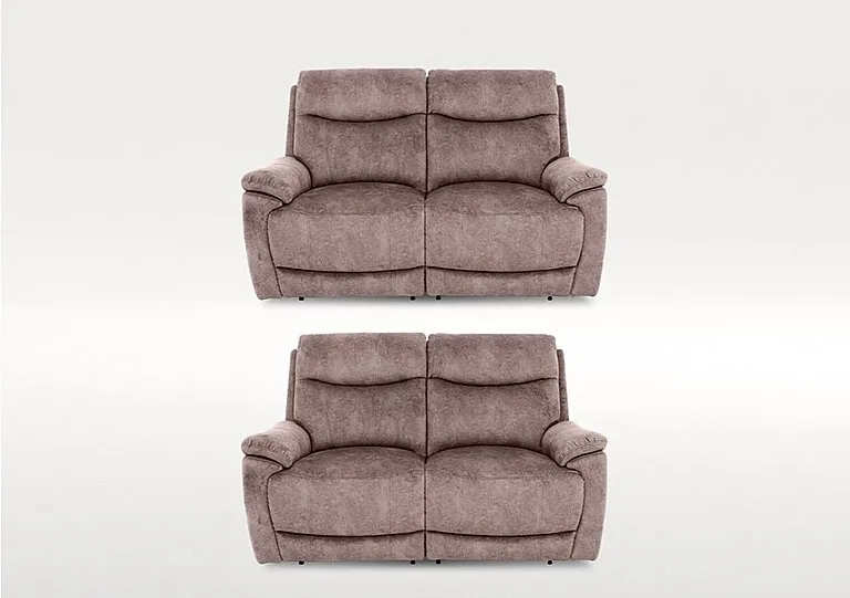 Sloane Set of Two 2 Seater Fabric Power Recliner Sofas - Marble Charcoal Grey