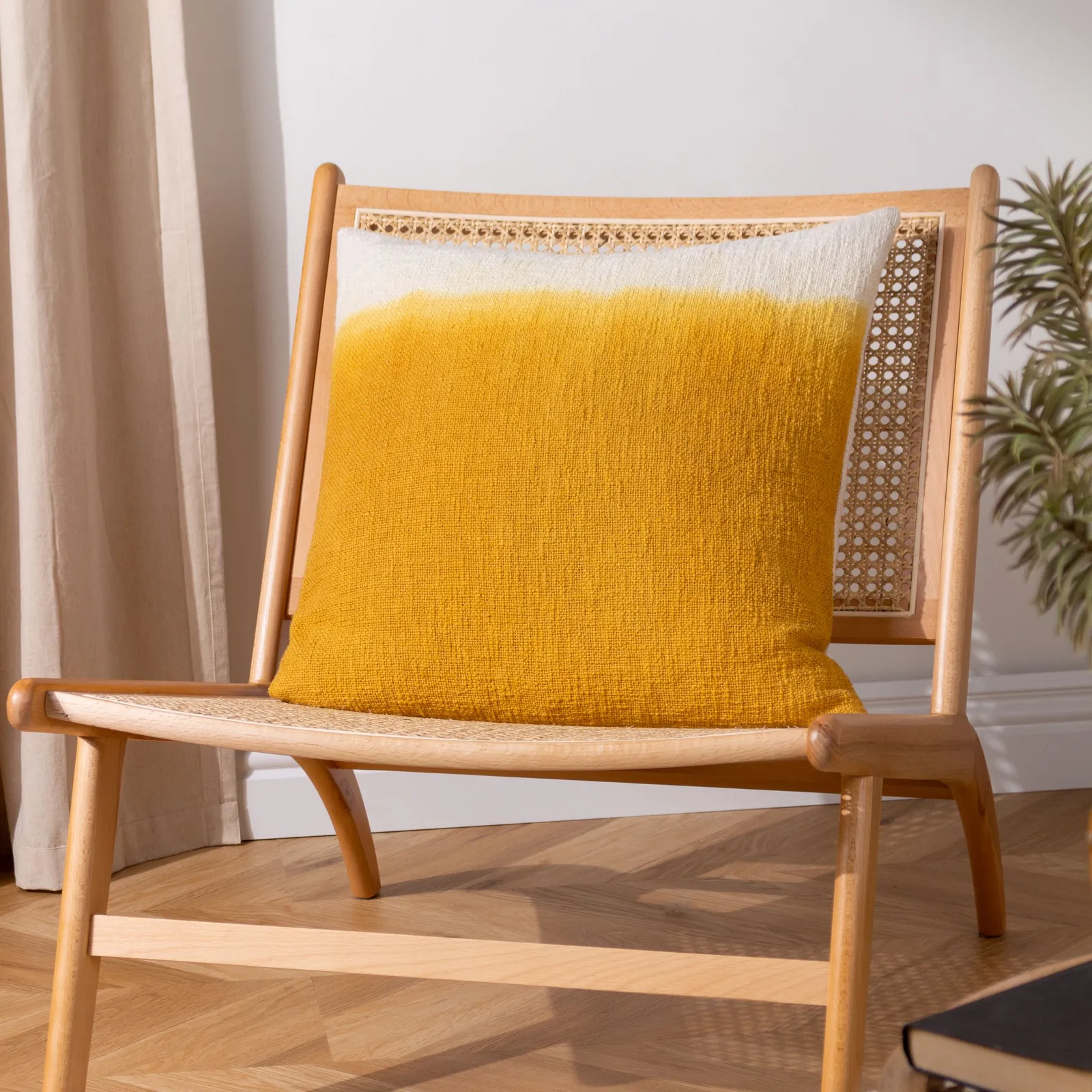 Furn Mizu Square Dip Dye Cushion in Yellow