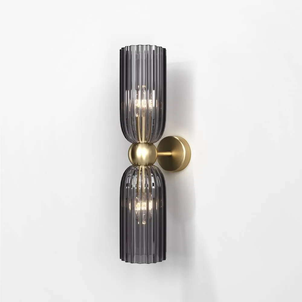 Netlighting Maytoni Antic Modern 2 Light Up & Down Wall Lamp Gold Grey Shade E14