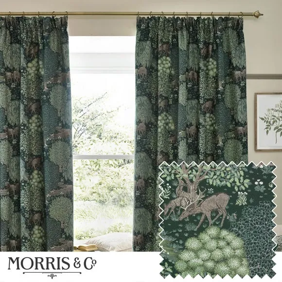 Morris & Co. The Brook Jacquard Pencil Pleat Curtains 5