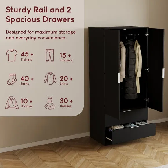 Hayes 2 Drawer Double Wardrobe 4