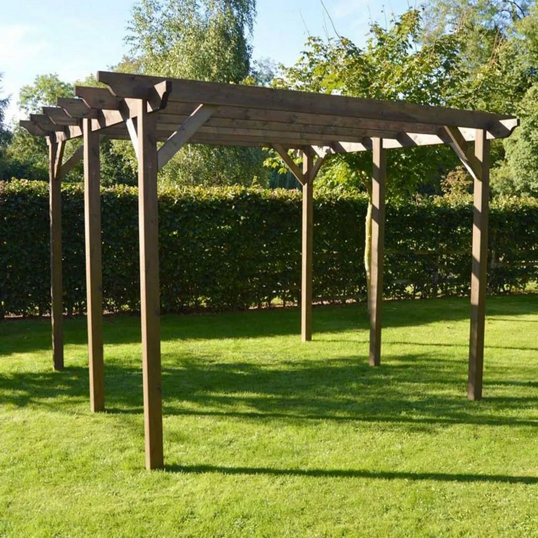 Rutland County Garden Furniture Ltd Garden Pergola 6 Posts - Wood - L480 x W720 x H270 cm - Rustic Brown 2