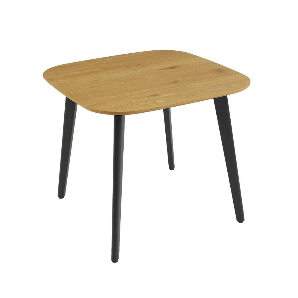 sweeek Square dining table wood effect black metal legs 4-seater in Brown 2