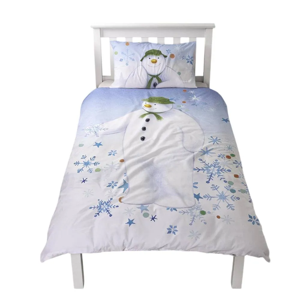 The Snowman Winter Sun Christmas Reversible Duvet Cover Set in White