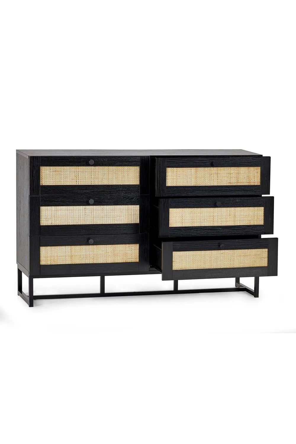 Julian Bowen Padstow Rattan 6 Drawer Wide Chest in Black 4