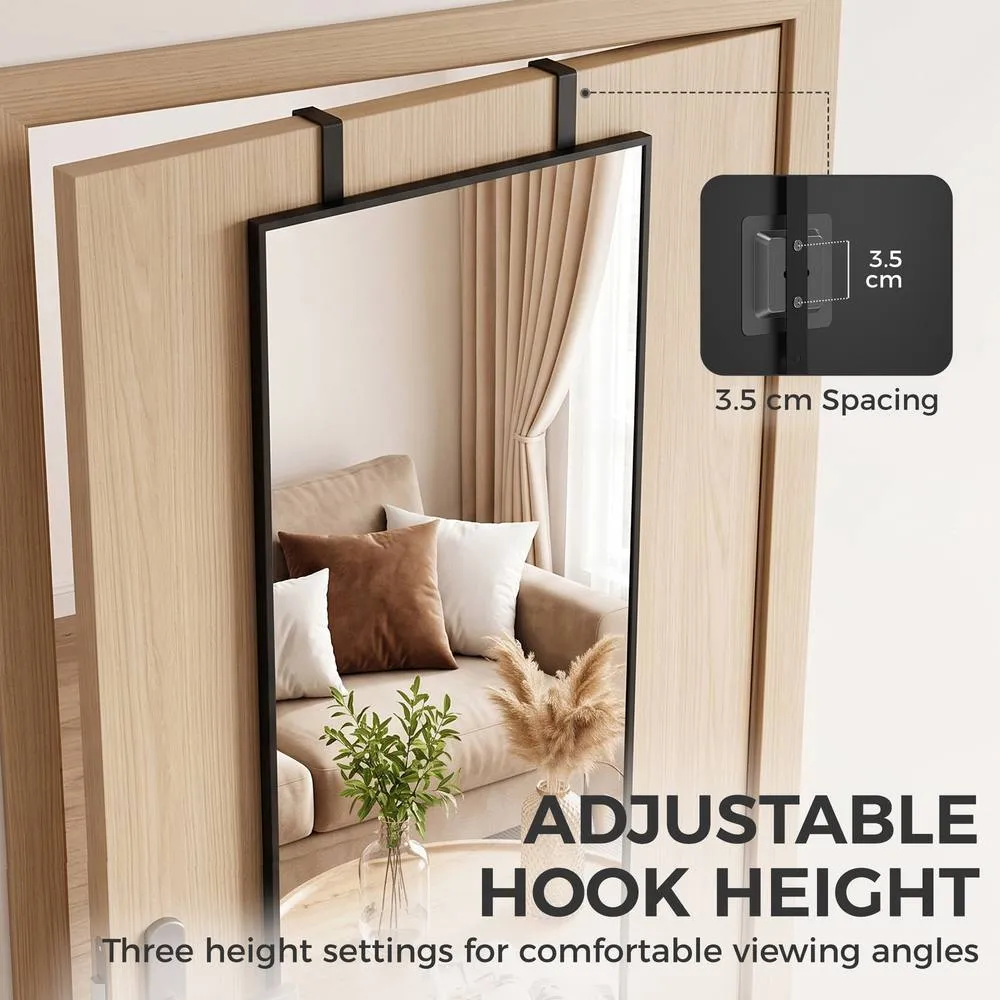 HOMCOM 40 x 110 cm Full Length Wall Mirror with Adjustable Hooks, Black 5