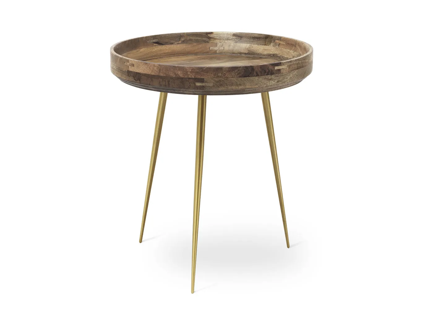 Mater Bowl Medium Occasional Table Natural Mango Brass Leg