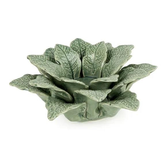 Green Flower Ceramic Tealight Holder 2