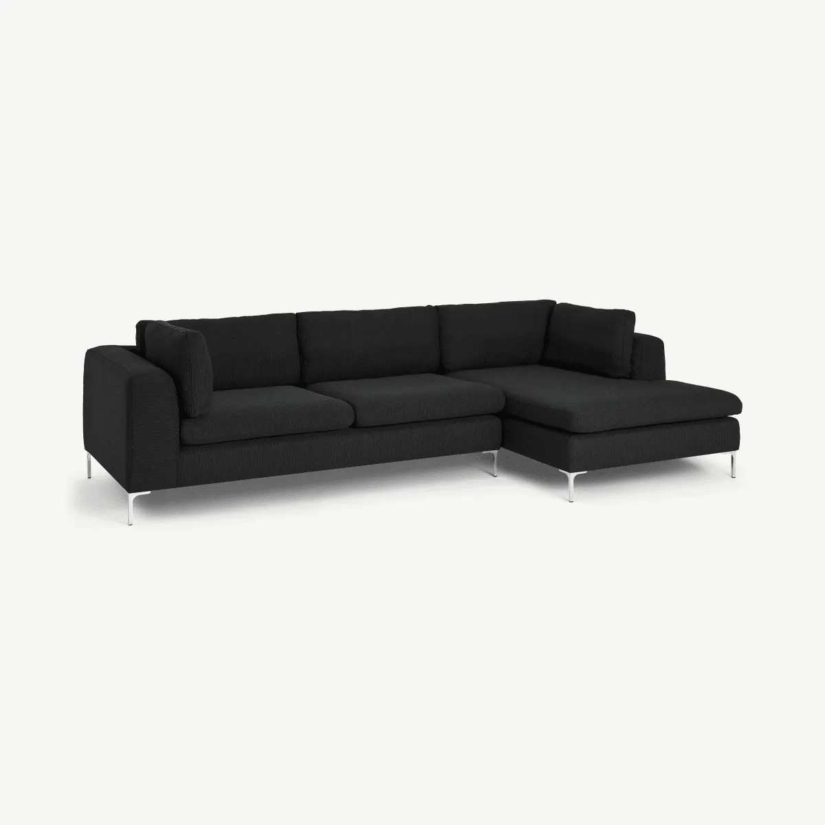 Monterosso Right Hand Facing Chaise End Sofa, Midnight Black Weave