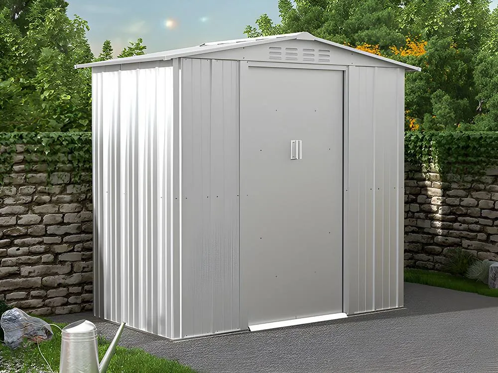 Vente-unique Galvanised Steel Garden Shed - Grey - 2.36 M² - LINUS in Light Grey