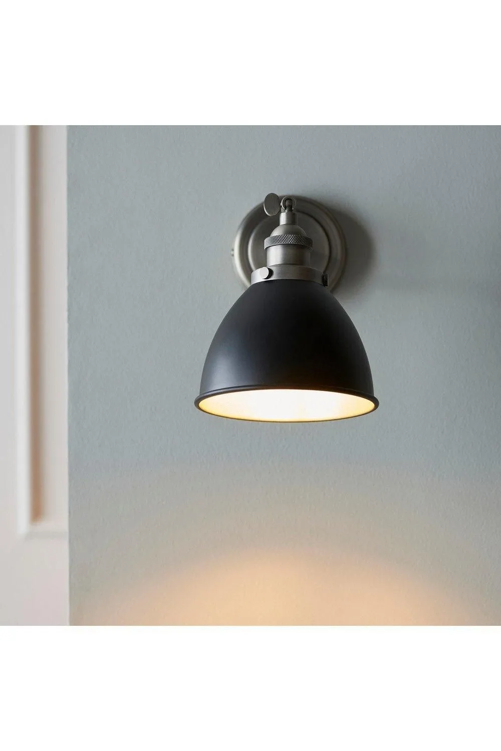 Netlighting Franklin Metal Wall Lamp Aged Pewter Plate Matt Black Paint in Grey 5