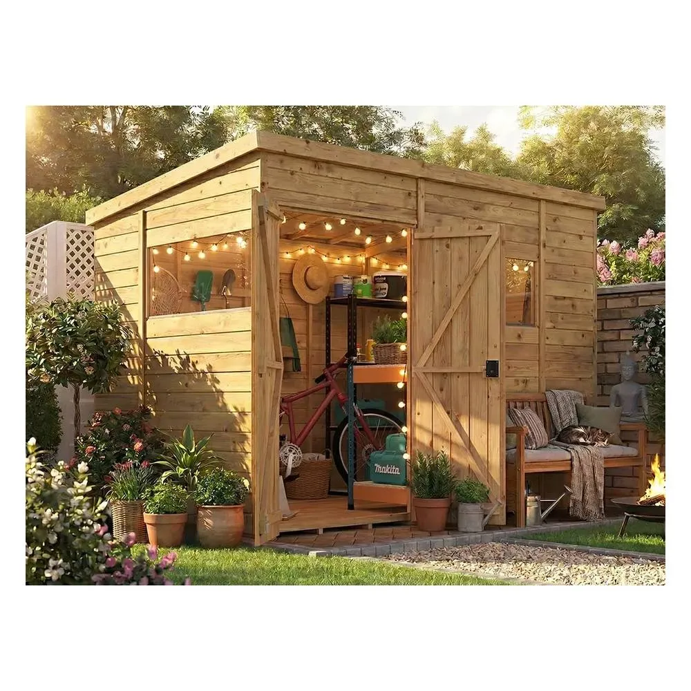Dunster House Garden Shed 3 x 1.8m (10' x 6') 15mm Pent Window - Overlord Modular in Brown 2