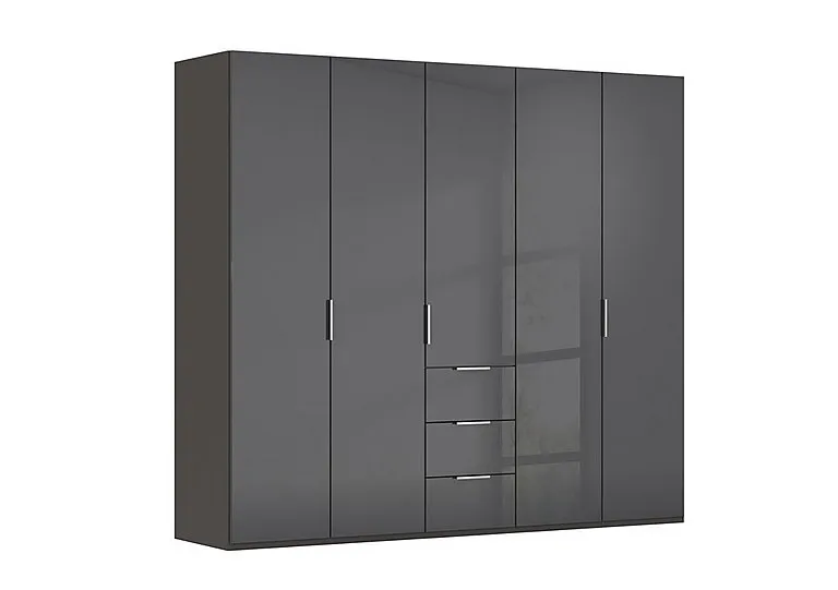 Formes 5 Door Bifold Combi Glass Wardrobe - Graphite/Basalt Front