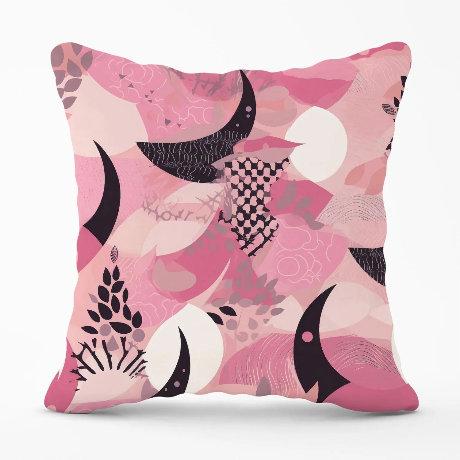 Warren Reed - Designer Abstract Pink Moon Pattern Outdoor Cushion