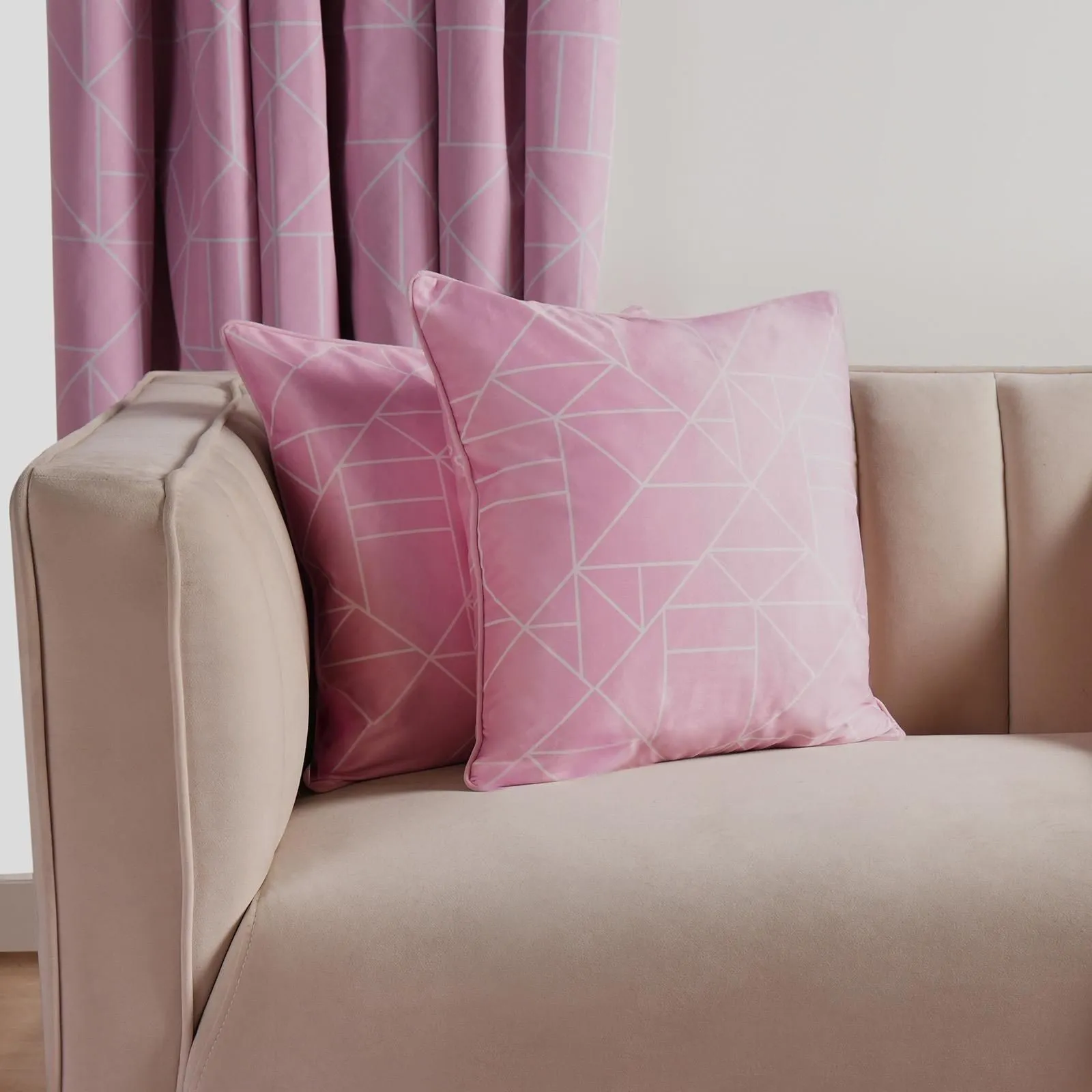 OHS 2 Pack Geo Matte Velvet Cushion Covers in Pink