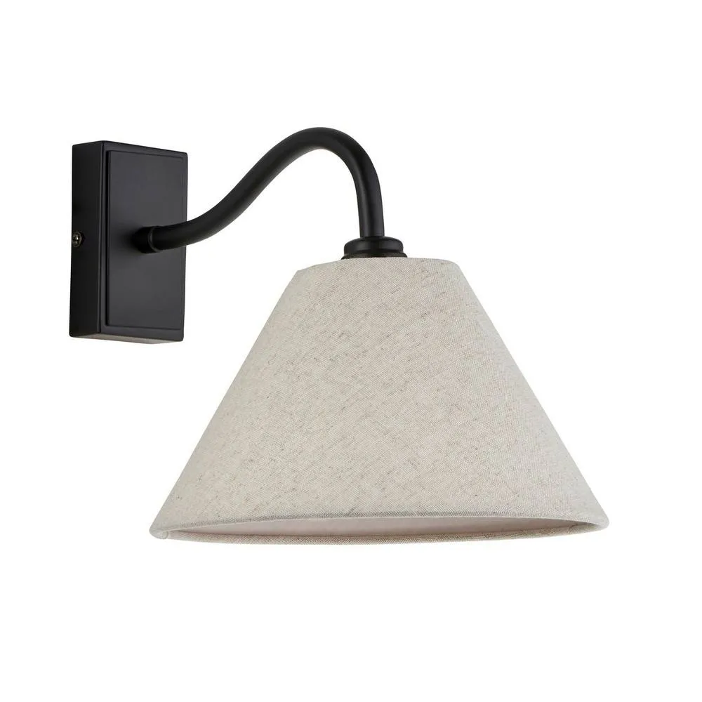 Netlighting Knole Wall Lamp with Shade Matt Black & Natural Faux Linen E14 6