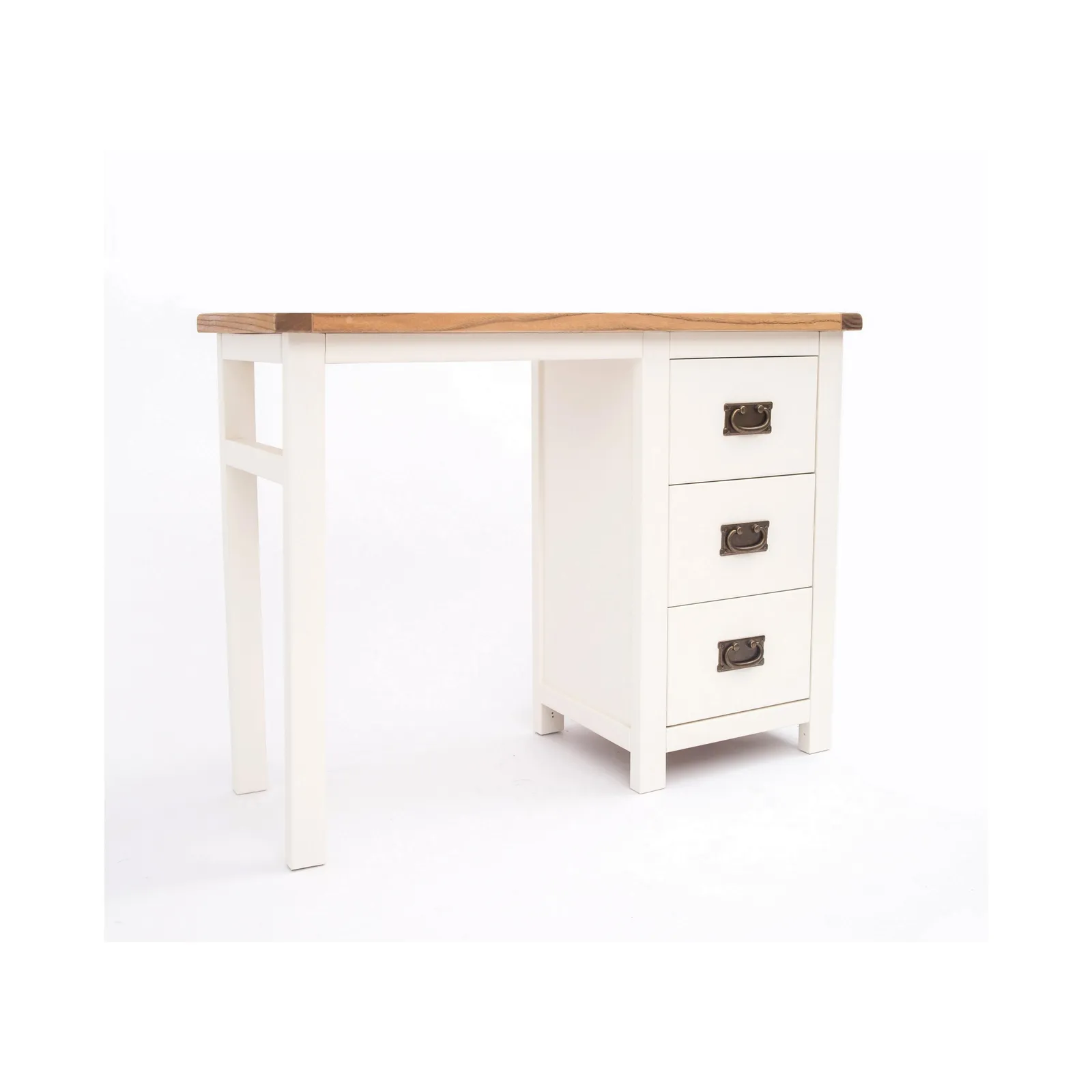 Cabinet Bits Lovere 3 Drawer Desk - Dressing Table Brass Drop Handle in Off-White 2
