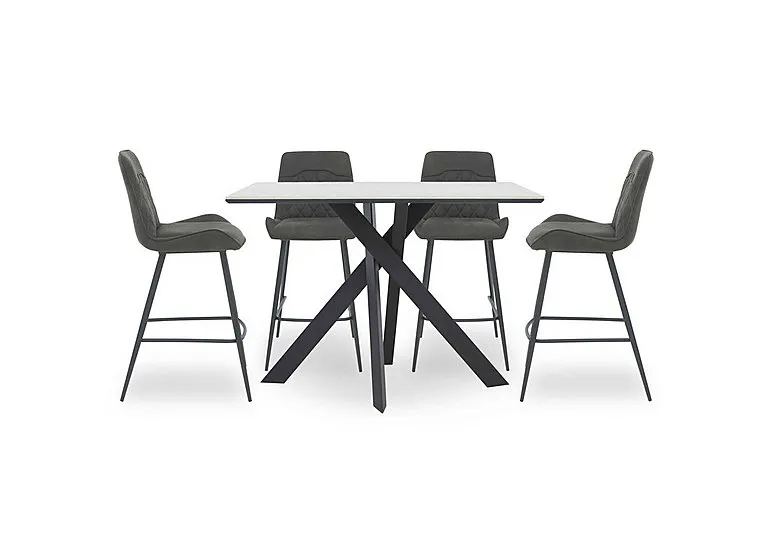 Warrior Crystal White Table and 4 Standard Bar Stools - White
