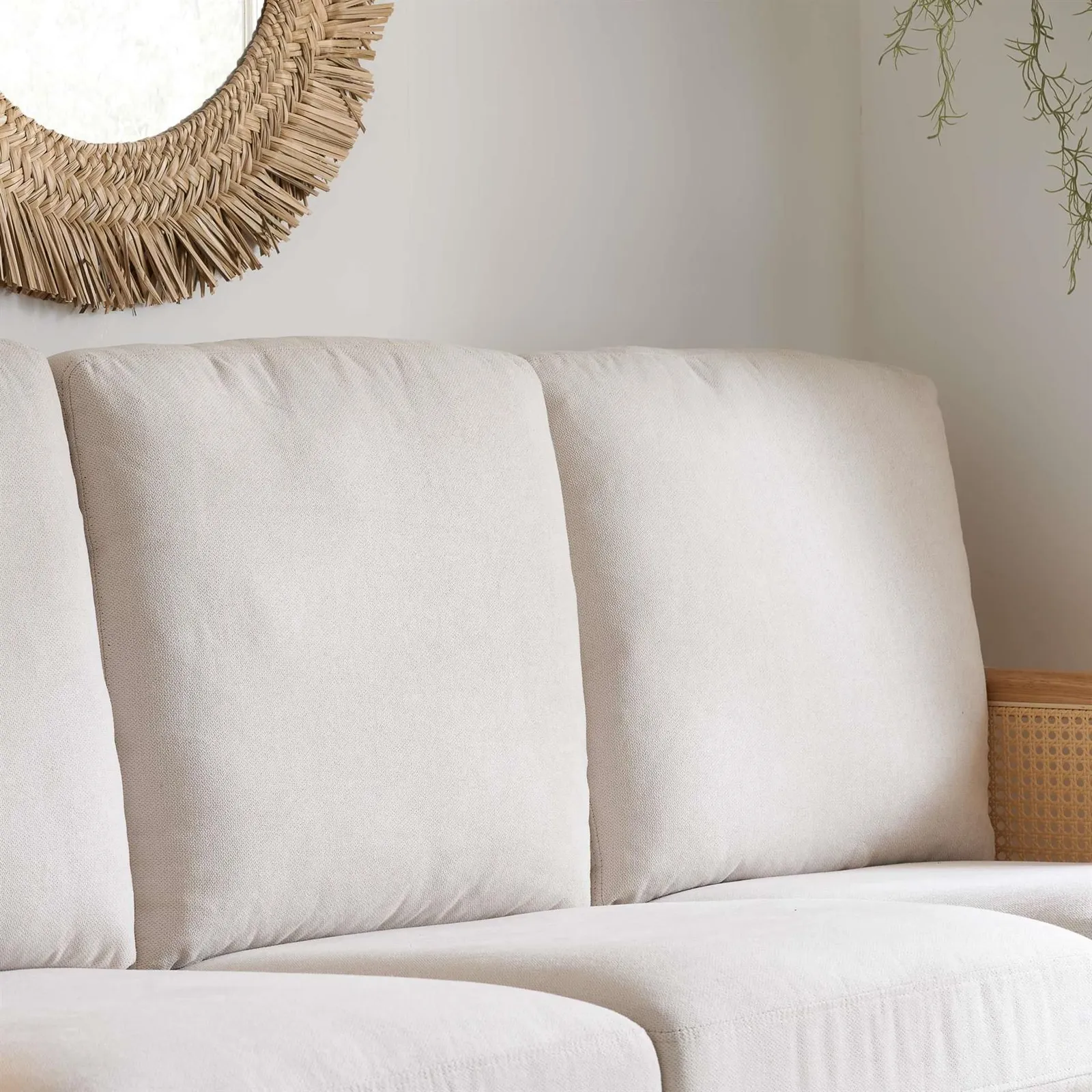 Birlea 3 Seater Sofa Settee Rattan White Fabric Ivy 3