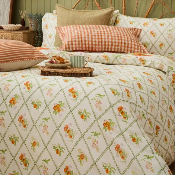 Peach Harvest 100% Cotton Duvet Cover and Pillowcase Set 4