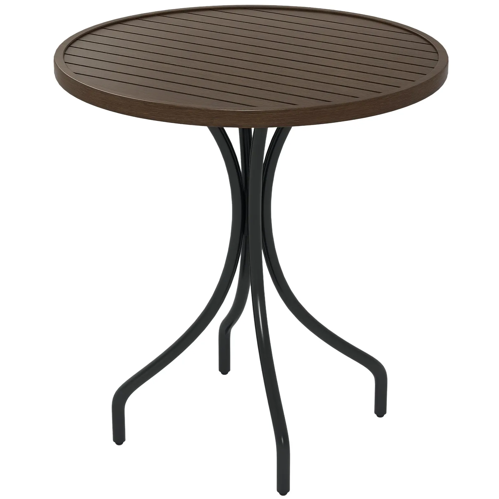OUTSUNNY Round Garden Table Outdoor Side Table with Steel Frame Brown 2