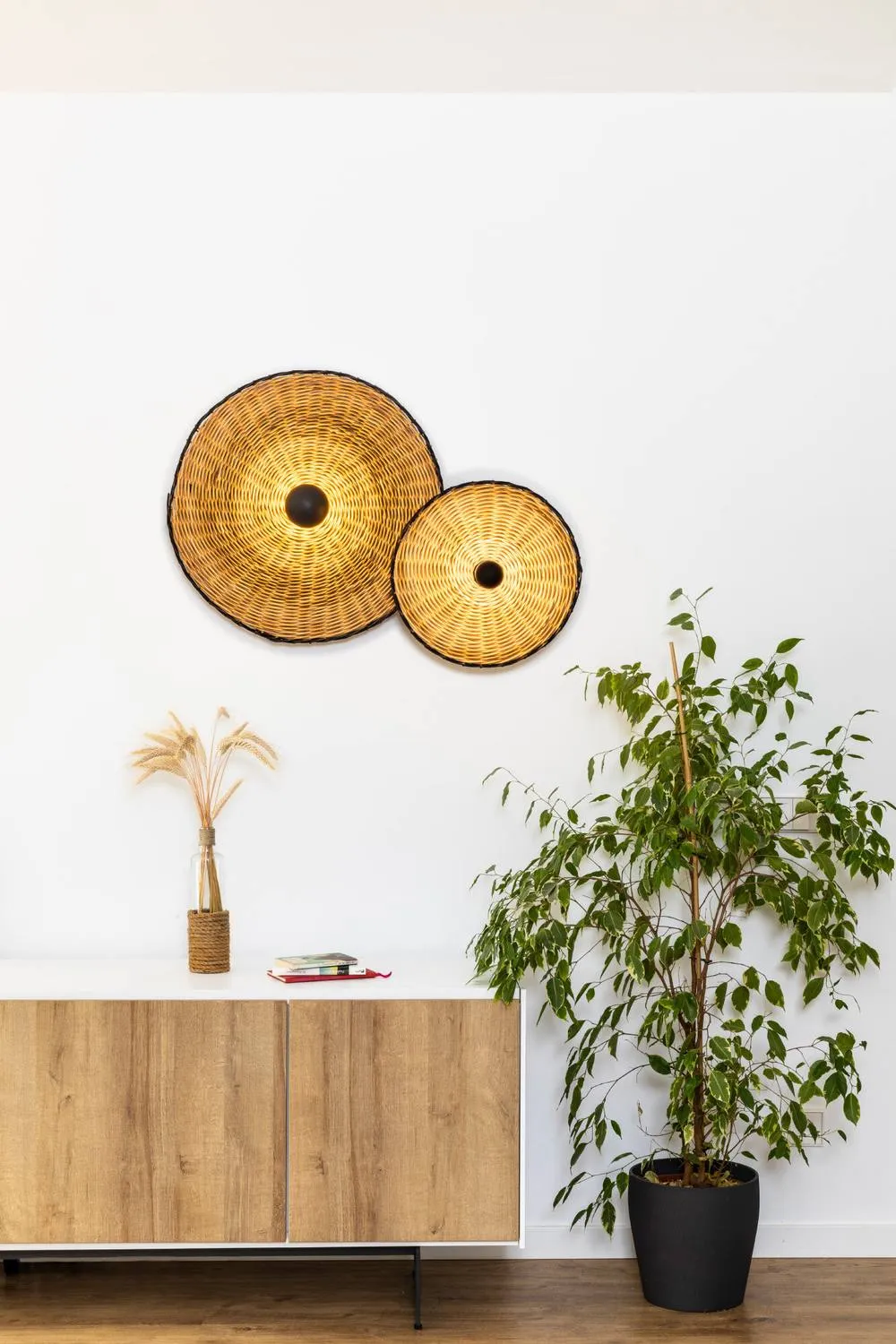Netlighting Costas 400 H140 Black Rattan Wall Ceiling Lamp 2
