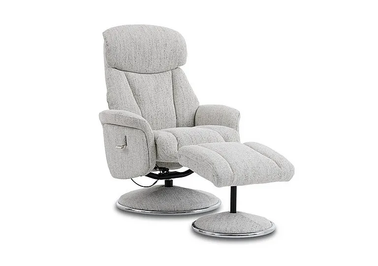 Elm Fabric Swivel Recliner Chair and Footstool