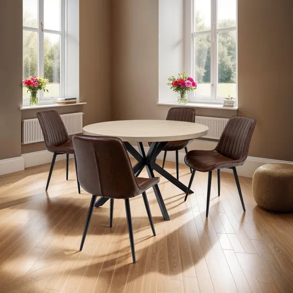 Dalton Round 4 Seater Dining Table, Brown