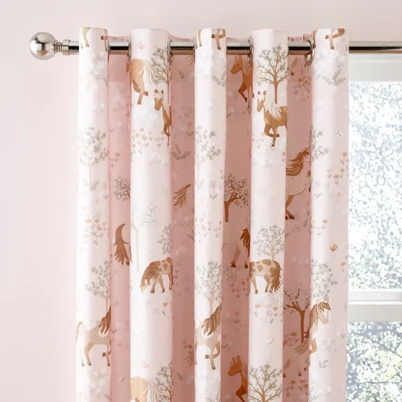 Pony Meadows Blackout Eyelet Curtains 1