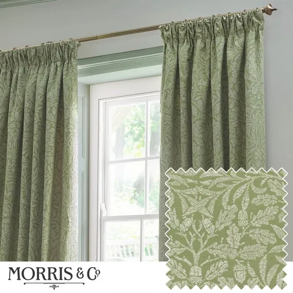 Morris & Co. Acorn Tonal Jacquard Pencil Pleat Curtains 4